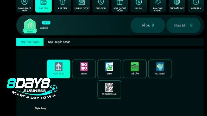 Các bước rút tiền Sòng bài 8day